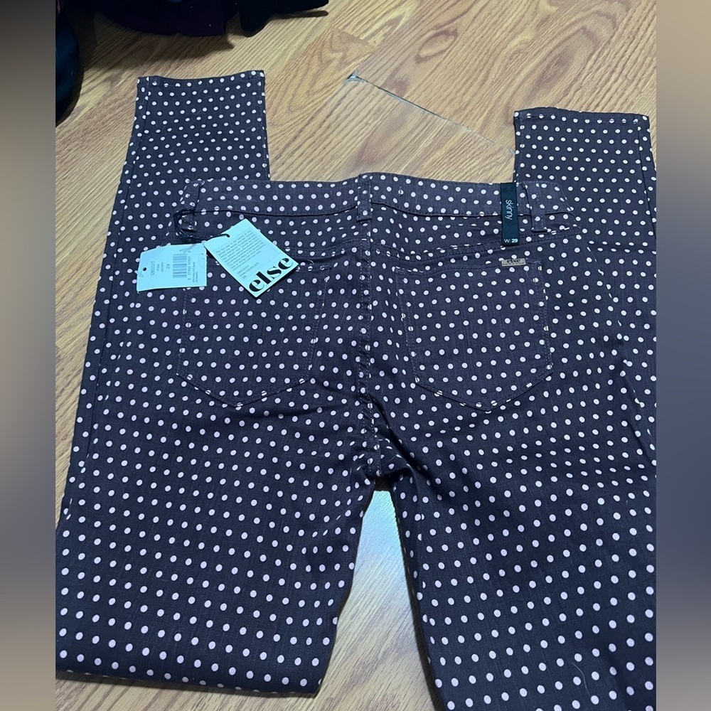 NWT ELSE (MACY'S) WOMEN'S PINK POLKA DOT SKINNY ANKLE JEANS SZ 29 - Picture 7 of 7